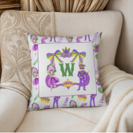 Vattenfärg Mardi Gras Monogrammonogram vapen Foto Kudde