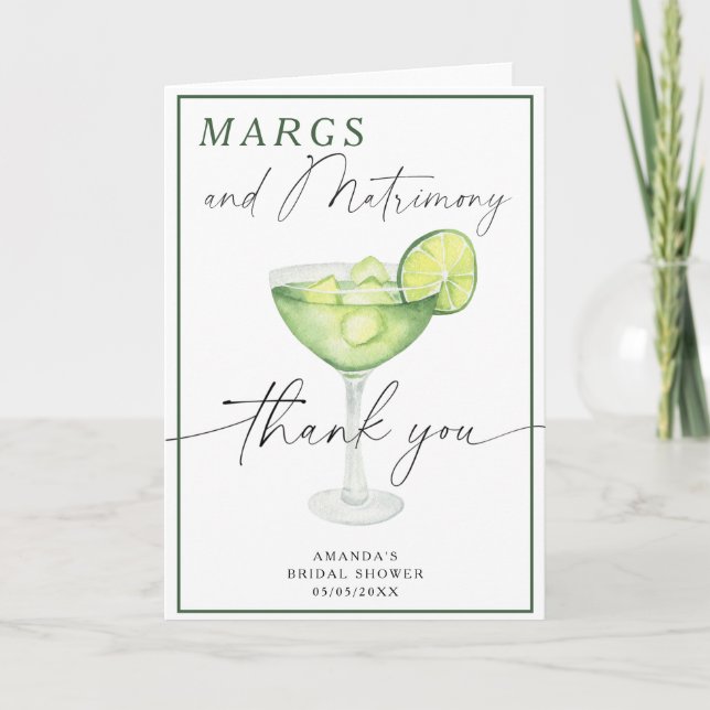 Vattenfärg Margarita Tack Bröllopsdusch  Kort (Framsida)