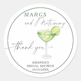 Vattenfärg Margarita tack Bröllopsfest  Runt Klistermärke