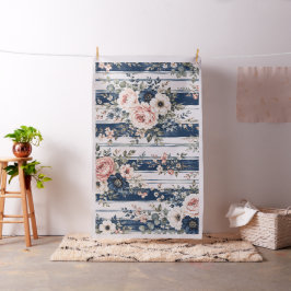 Vattenfärg Marin Blommig Rand Mönster Design Tyg