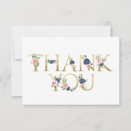 Vattenfärg Marinblå & Korallblommig Tacksamhetskor Tack Kort