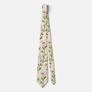 Vattenfärg Märkblommor Mönster Slips