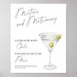 Vattenfärg Martini Bröllopsdusch Hur Många Korkar Poster
