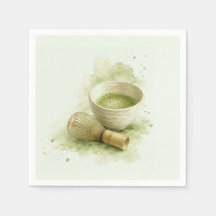 Vattenfärg Matcha Skål och Bambu Visp Salvia Grön