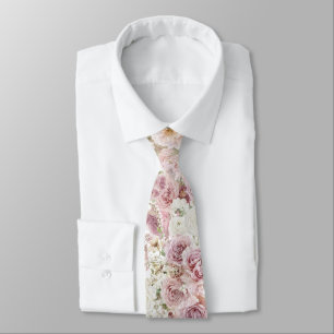 Vattenfärg Mauve och Rosa Blommor Halsduk Slips