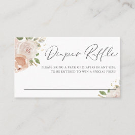 Vattenfärg Mauve Peach Flowers Diaper Raffle Card Visitkort