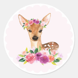 Vattenfärg med Blommigt Krona-märke Runt Klistermärke