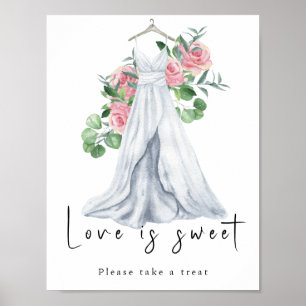 Vattenfärg med blommor - kärlek är söt poster