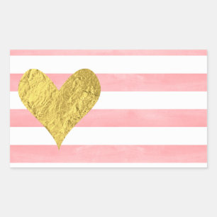 Vattenfärg med guldfärgade foil Heart-fästingar Rektangulärt Klistermärke