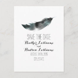 Vattenfärg med inspirerad ludd Spara datum - svart Meddelande Vykort