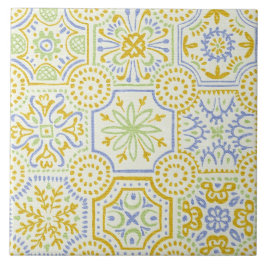 Vattenfärg Medelhavet Azulejo Boho Mönster  Kakelplatta