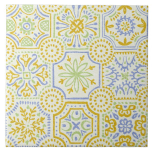 Vattenfärg Medelhavet Azulejo Boho Mönster Kakelplatta