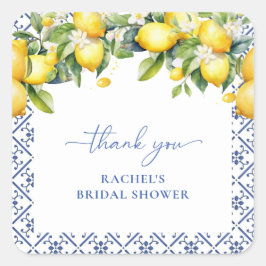 Vattenfärg Medelhavet Italiensk Tack Gåva Fyrkantigt Klistermärke