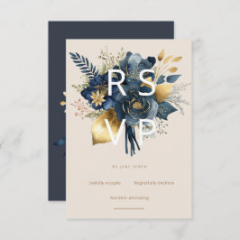 vattenfärg midnattblått guld blommigt OSA kort