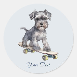 Vattenfärg Miniature Schnauzer dekal Runt Klistermärke