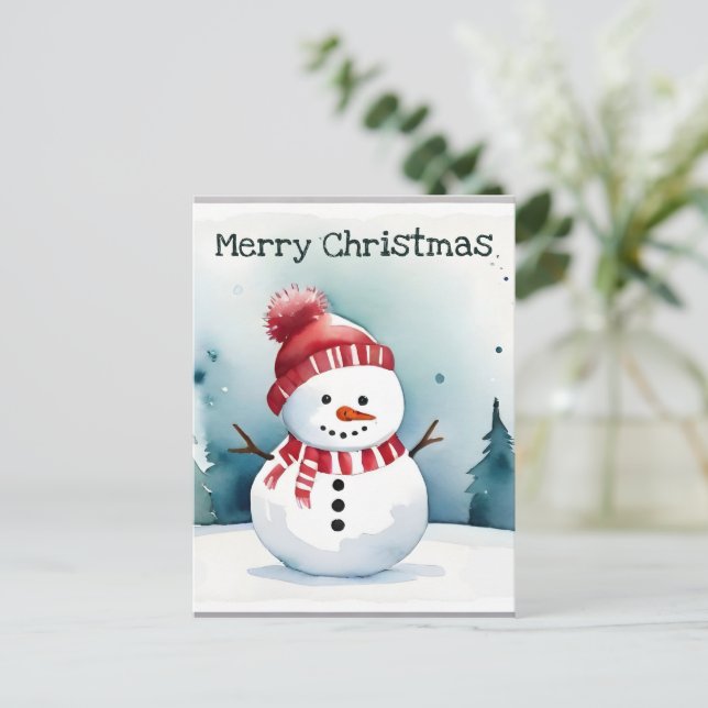 Vattenfärg - minimalig jul vykort (Stående Fram)