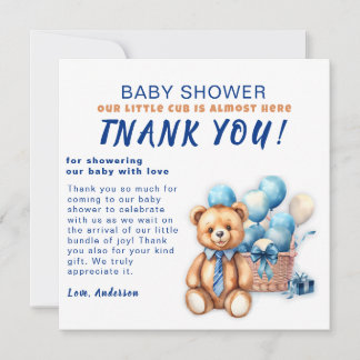 Vattenfärg minimalisisk baby shower pojke tack kort
