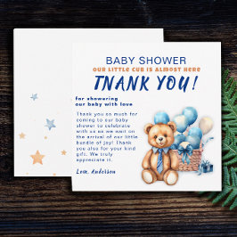 Vattenfärg minimalisisk baby shower pojke tack kort