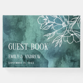 Vattenfärg minimalisisk magnolia inbjudan gästböcker