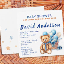 Vattenfärg minimalisistisk baby shower pojke