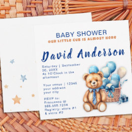 Vattenfärg minimalisistisk baby shower pojke inbjudningar