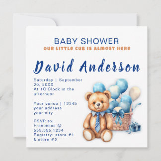 Vattenfärg minimalisistisk baby shower pojke inbjudningar