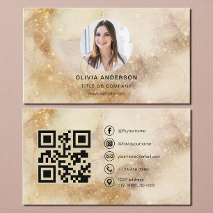 Vattenfärg Minimalistisk Foto QR-kod Sociala Medie Visitkort