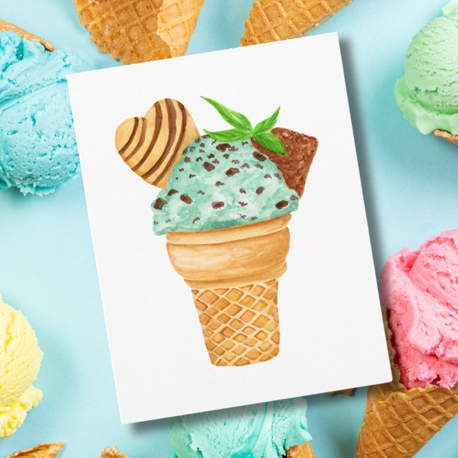 Vattenfärg Mintchoklad Isglass Födelsedag Kort (Skapare uppladdad)