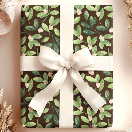 Vattenfärg Mistel Elegant Brun Blommig Högtid Presentpapper