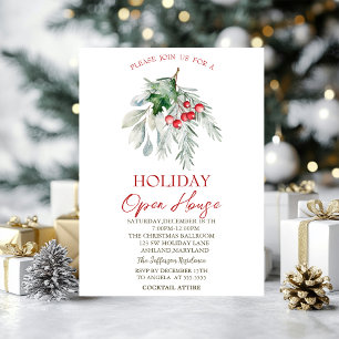 Vattenfärg Mistel Holiday Öppet hus Inbjudningar