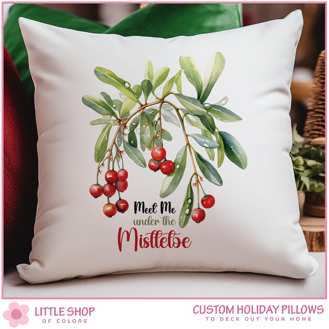 Vattenfärg Mistletoe-jul Kudde (Skapare uppladdad)