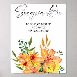 Vattenfärg modern blomster sangria bar poster