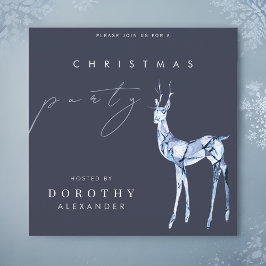 Vattenfärg Modern Crystal Reindeer jul Party Inbjudningar