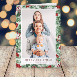 Vattenfärg Modern jullöv Botaniska djur Helgkort