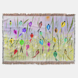 Vattenfärg Moderna fåglar på morgonen  Filt