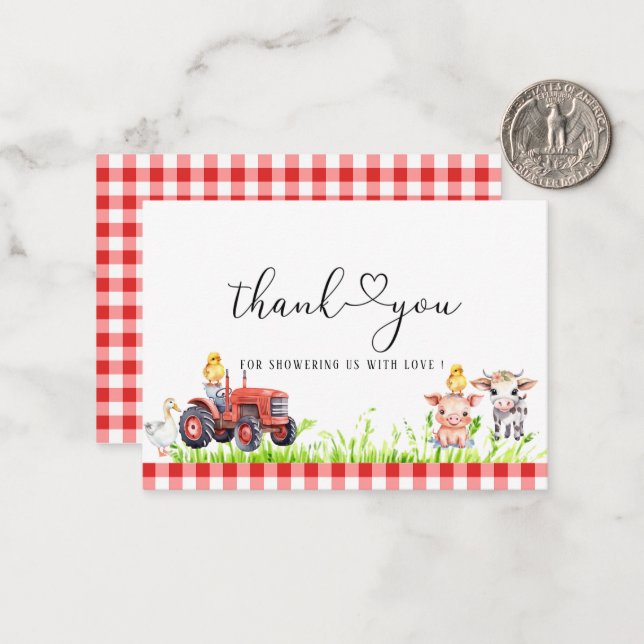 Vattenfärg Modernt Jordbruk Födelsedags Baby Showe Anteckningskort (Fram/Back In Situ)
