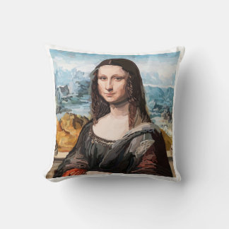 Vattenfärg Mona Lisa T-shirt - Mjuk estetisk konst Kudde