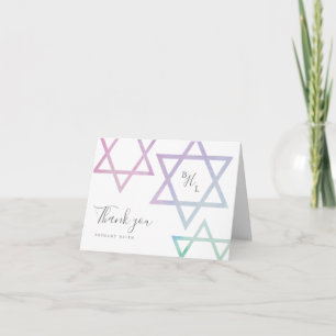 Vattenfärg Monogram Bat Mitzvah Tack Kort