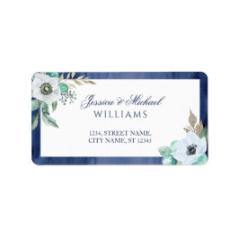 Vattenfärg Monogram Blommigt Utandning Anemone Blå Adressetikett