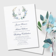 Vattenfärg Monogram Blommigt Utandning Bröllop