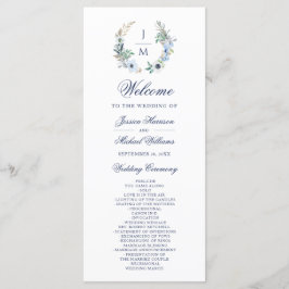 Vattenfärg Monogram Blommigt Utandning Bröllop Program