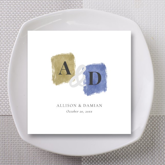Vattenfärg Monogram Initialer Bröllop Pappersservett (Watercolor Monogram Initials Wedding Napkins)