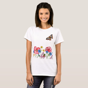 Vattenfärg mönster med handritade vilda blommor t shirt
