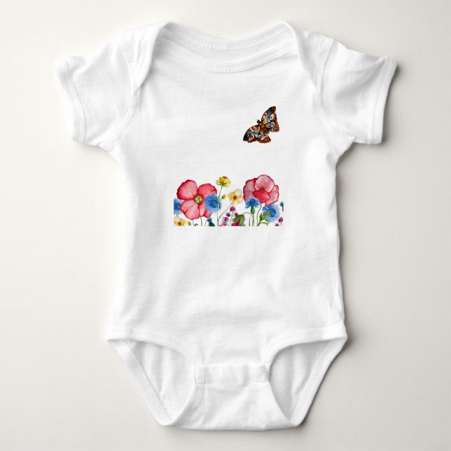 Vattenfärg mönster med handritade vilda blommor t shirt (Framsida)