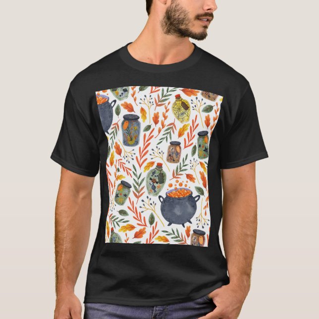 Vattenfärg Mönster med höstblomma. T Shirt (Framsida)