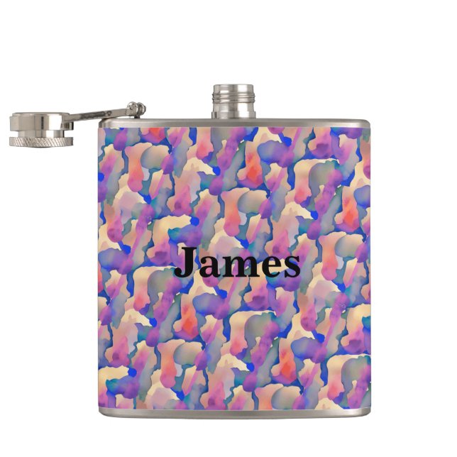 Vattenfärg Mönster Personlig Flask Fickplunta (Öppnad)