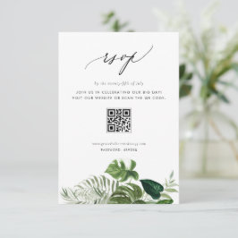 Vattenfärg Monstera Grönska QR-kod Bröllop OSA Kort