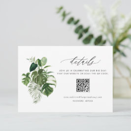 Vattenfärg Monstera Sommar Bröllopsdetaljer QR-kod Tilläggskort