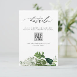 Vattenfärg Monstera Sommar QR-kod Bröllopsdetaljer Tilläggskort