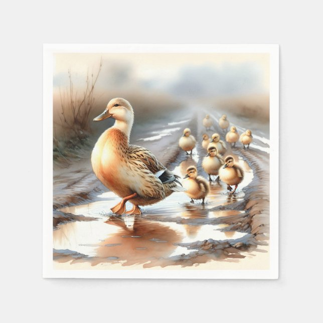 Vattenfärg Mor Anka med ytterglasögon Pappersservett (Framsidan)